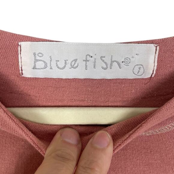 Blue Fish Organic Cotton Hand Painted Tunic Top Peach Size 1 Art To Wear Artsy - Picture 12 of 15